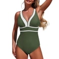 thumbnail image 1 of Ltctricy Women's One Piece Swimsuits Adjustable Strap Deep V Neck Color Block Backless Swimwear Slimming Bathing Suits, 1 of 5