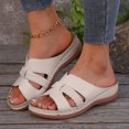 thumbnail image 3 of Womens Orthopedic Slides Sandals Comfortable Leather Peep Toe Walking Slip on Summer Shoes with Arch Support, 3 of 6