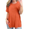 thumbnail image 1 of Timegard T-Shirts à Manches Courtes pour Femmes, Côtelé, Col Rond, Confortable, Décontracté, Ample, Longue Chemise, Haut, Blouse Surdimensionnée, 1 of 7