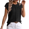 thumbnail image 1 of AherBiu Hauts en Tricot pour Femmes à Manches Cap, Blouse Chic Décontractée à Col Ras du Cou, Chandail Ample, Haut Uni, 1 of 3