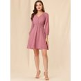 thumbnail image 3 of INSPIRE CHIC Robe en Chiffon Fluide à Manches Mi-Longues et Col en V pour Femmes, 3 of 6