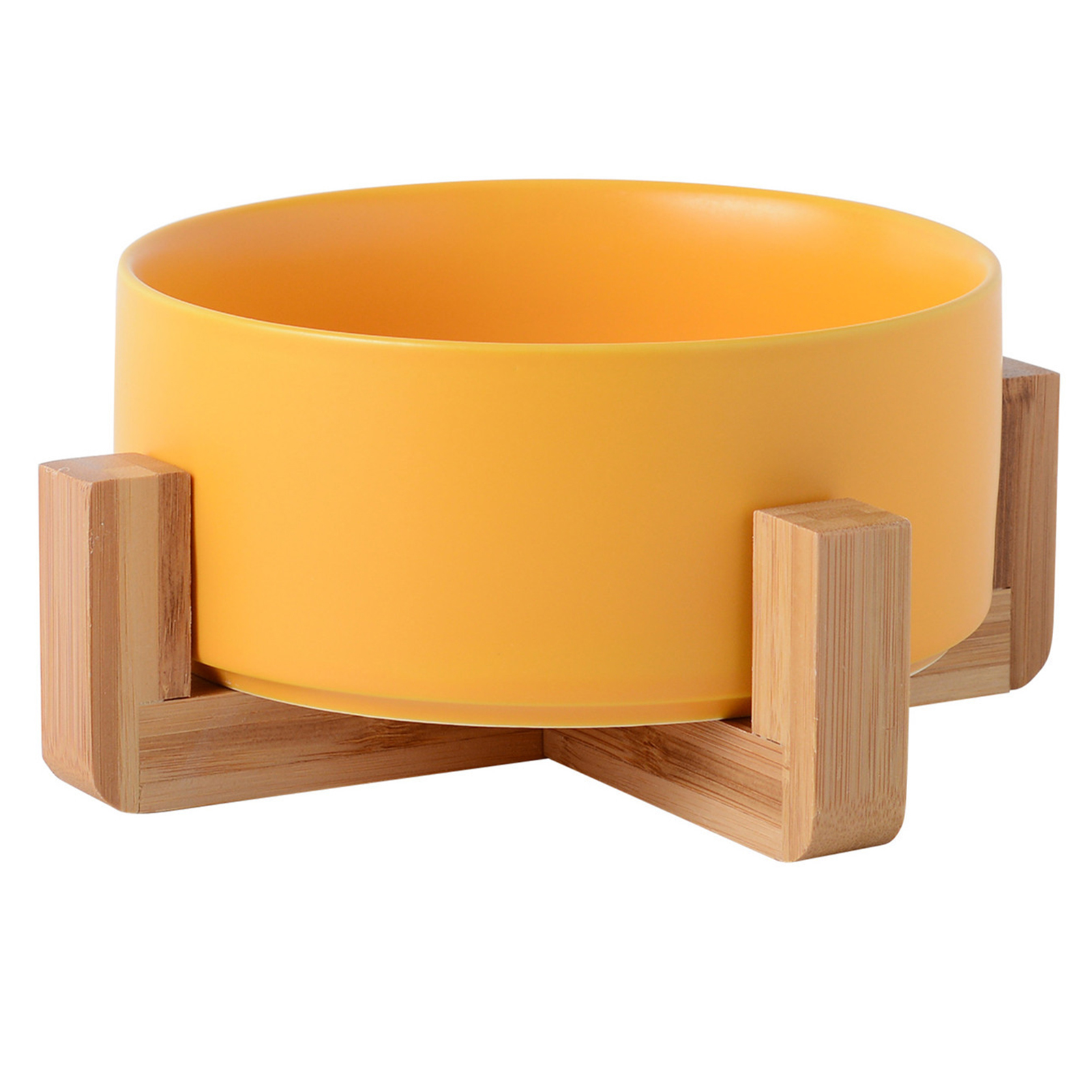 Zootealy Ceramic Cat Dog Bowl with Anti-Slip Bamboo Stand