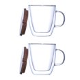 thumbnail image 1 of Tasse à Café Doublement Isolée en Verre Borosilicate avec Couvercles 2 Pcs, 1 of 12