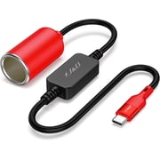 J&D USB-C Car Adapter Cable, 12V Cigarette Lighter Connector, 1 ft for Dash Cam, GPS, LED Devices