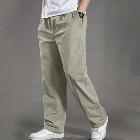 EGNMCR Men's Lightweight Pants, Cargo Pants Men, Linen Pants Men Men's Cargo Pants Slim Solid Straight Pants Casual Outdoor Sports Overalls Pants Men's cotton pants