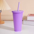 thumbnail image 1 of Assorted solid color reusable 710ml 24oz plastic cup cold cup coloured cup takeaway straw cup glasses with straw and lid, 1 of 5