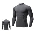 thumbnail image 1 of LNWUY Compression Shirt Men Long Sleeve Base Layer Workout Mock Neck Shirts 4-Way Stretch Moisture-Wicking Tops Gray L, 1 of 3