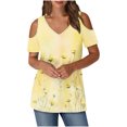 thumbnail image 2 of Soki Women's Off Shoulder Tee Clearance Blouses Short Sleeved V-Neck Fashionable Tops, 2 of 6
