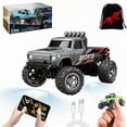 thumbnail image 1 of Mini Rc Monster Truck  1/64 Scale Monster Truck with Lights  2.4Ghz Remote Control Car Rechargeable Mini Monster Truck Rc  Alloy Rc Semi Truck for Kids Gifts  Speed Adjustable, 1 of 7