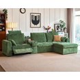 thumbnail image 1 of BEDEEP 139'' Power Recliner Sofa with Headrest Console, Moduar Cloud Sectional Chenille Reclining Couch with Storage Ottoman Chaise, Convertible 4-Seater Sofa Couch for Living Room RV, Green, 1 of 9