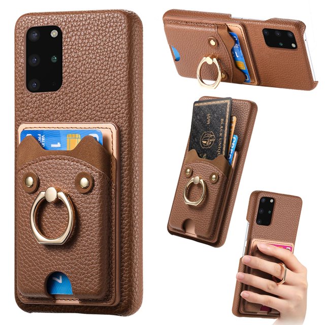 Case for FOXDOCK Samsung Galaxy S20 Plus , Leather, Bear Ring, Card Holder