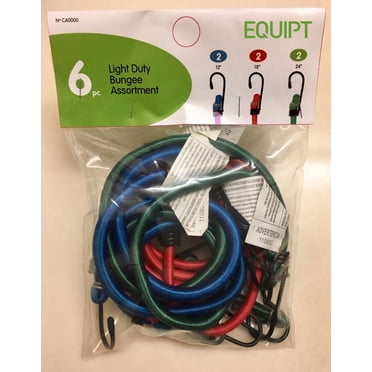 6 Pc Standard Bungee Assortment w/Wire Hooks (2 x 12", 2 x 18", 2 x 24")