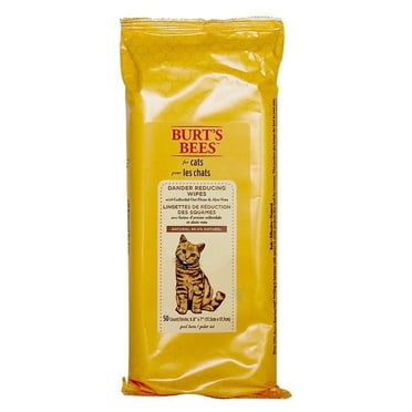 Burt's Bees Dander Reducing Wipes with Colloidal Oat Flour and Aloe Vera for Cats, 50ct