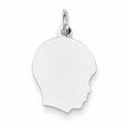 thumbnail image 1 of 14K White Gold Plain Medium Facing Right Engravable Boy Charm, 1 of 1