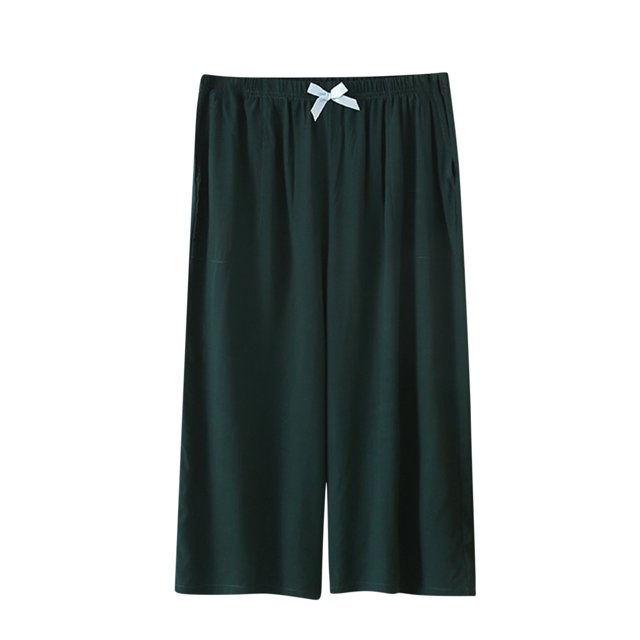 Pantalon de Pyjama Capri pour Femme, Détente, Décontracté, Été, Bas Amples Comfy, Jambe Grand, Court, Pantalon de Nuit avec Poches