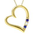thumbnail image 1 of 3-Stone Heart Blue Sapphire Pendant 14K Yellow Gold, 1 of 1