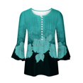 thumbnail image 4 of T-Shirt à Manches Courtes à Imprimé Floral pour Femmes Bleu L, 4 of 5