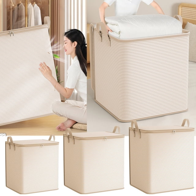 Meiiso storage Box, storage Bag Large Capacity Folding Clothes Portable Wardrobe Classification Clothes storage Box with Reinforced Handle Zipper suitable for Home Quilt Pillow Blanket Bedding Quilt