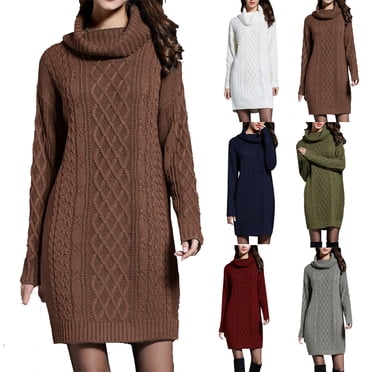 pstuiky Robes pour Femmes pour l'Été, Robe Chemise Décontractée en Tricot à Col Montant Uni pour Femmes, Liquidation