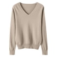 thumbnail image 1 of Timegard Chandails pour Femmes Col en V Tricot Chandail Automne Hiver Décontracté Ajusté Confortable Manches Longues Hauts, 1 of 5