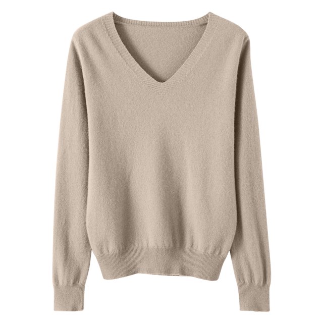 Timegard Chandails pour Femmes Col en V Tricot Chandail Automne Hiver Décontracté Ajusté Confortable Manches Longues Hauts