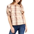 thumbnail image 3 of I.N.C Blouse à Carreaux pour Femmes, Marron, Moyen, 3 of 7