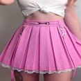 thumbnail image 3 of Women Lace Patchwork Mini Pleated High Waist Goth Skirts, 3 of 6