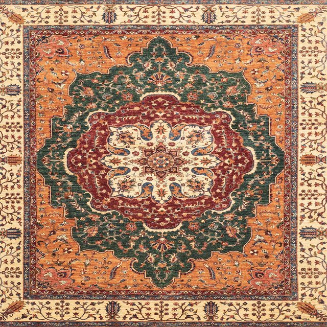 Ahgly Company Indoor Square Abstract Dark Sienna Brown Abstract Area Rugs, 4' Square