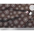 thumbnail image 2 of Soimoi Brown Rayon Fabric Snow Flakes Floral Printed Fabric 1 Yard 56 Inch Wide, 2 of 5