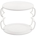 thumbnail image 3 of Plateau de Four à Micro-Ondes avec Support de Rangement en Couches pour Usage Domestique Blanc ABS 2 Pcs, 3 of 8