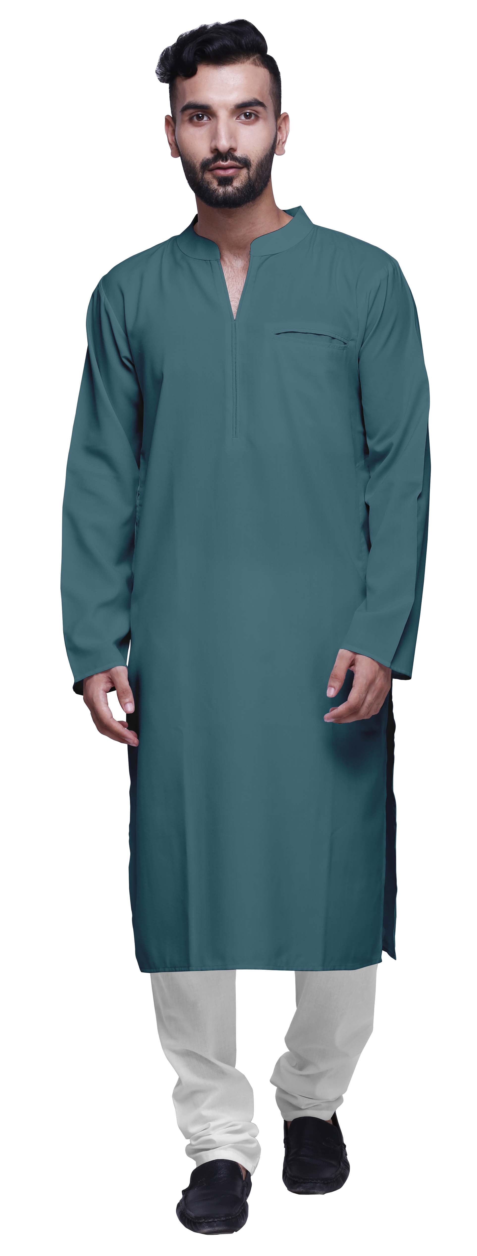 Atasi Indian Long Kurta For Boys Solid Fashion For Men Cotton Satin Summer Wear