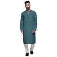 thumbnail image 1 of Atasi Kurta à Manches Longues pour Hommes en Coton Satin Uni Col Mandarin Chemise Décontractée, 1 of 7