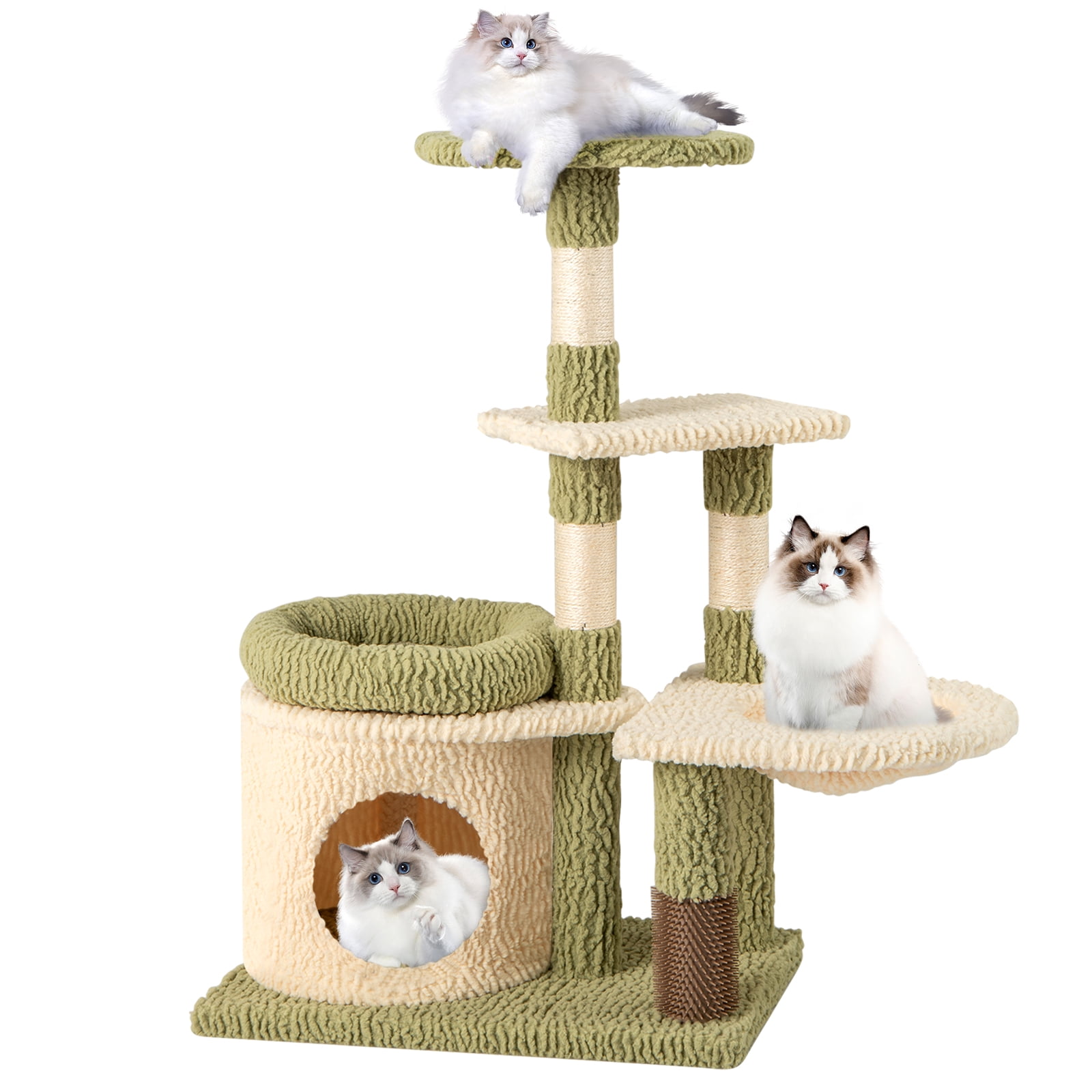 Gymax Multi-level Cat Tree Cute Cat Tower w/ Top Perch Private Condo Side Basket