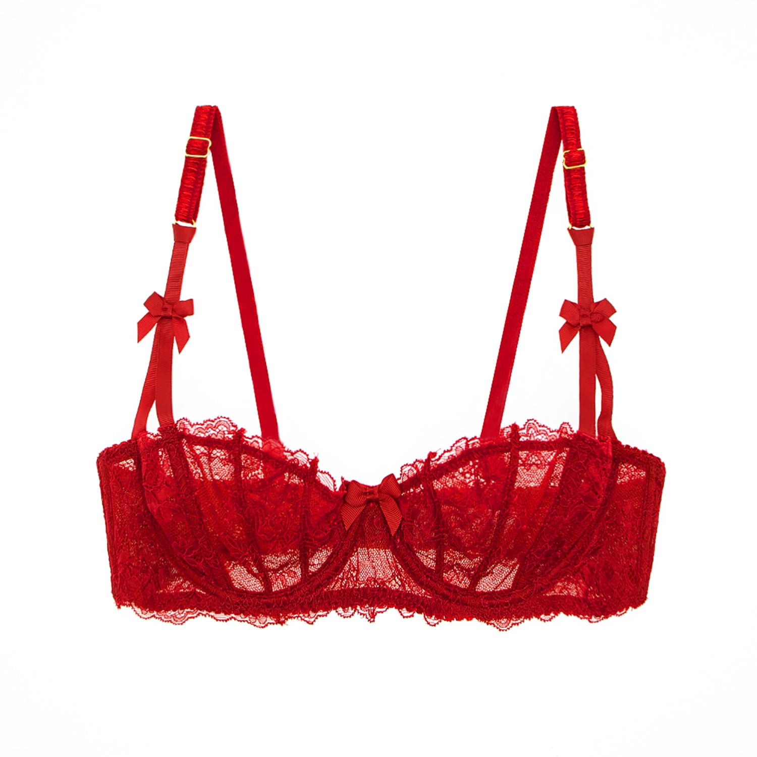 Varsbaby Sexy Unlined Balconette Demi-Cup Underwire Lace Bra