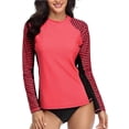 thumbnail image 1 of Charmo Women's Striped Rash Guard UPF 50+ Long Sleeve Swimsuit Top Swim Shirts, 1 of 5