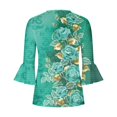 thumbnail image 5 of T-Shirt à Manches Courtes Imprimé Floral Top Dames Bleu L, 5 of 5