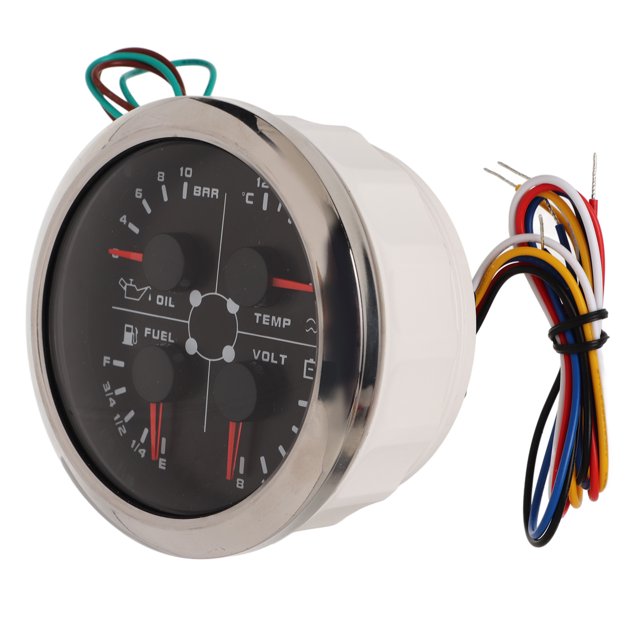 Gauge Oil Pressure, Water Temperature Gauge Oil Pressure, 4in1 85mm Guage Multifunction Fuel Oil Pressure Water Temp Volt Meter DC 932V For Car RV Boat Motorcycle