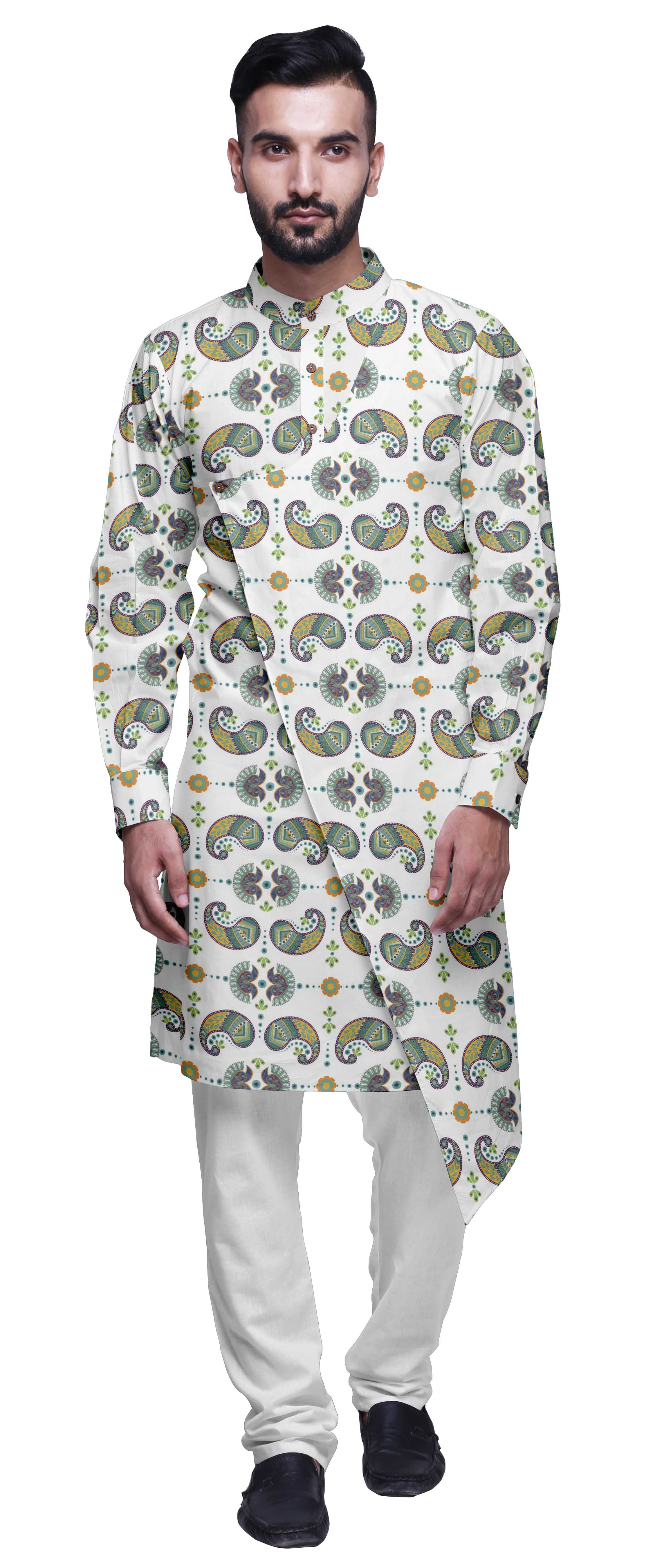 Atasi Kurta Imprimé de Designer pour Garçons Ensemble Kurta Pyjama Décontracté Vêtements d'Été