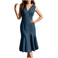 thumbnail image 2 of Liquidation d'Été 2025! Robe Grande Taille pour Femmes, Robe d'Été en Liquidation pour Femmes, Robe Sans Manches à Col en V Printemps/été Mode Slim Sirène, 2 of 5