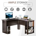 thumbnail image 3 of HOMCOM Bureau en Forme de L, Bureau d'Angle pour Ordinateur, Table PC avec 2 Étagères de Rangement, Poste de Travail pour Bureau à Domicile, Marron, 3 of 9