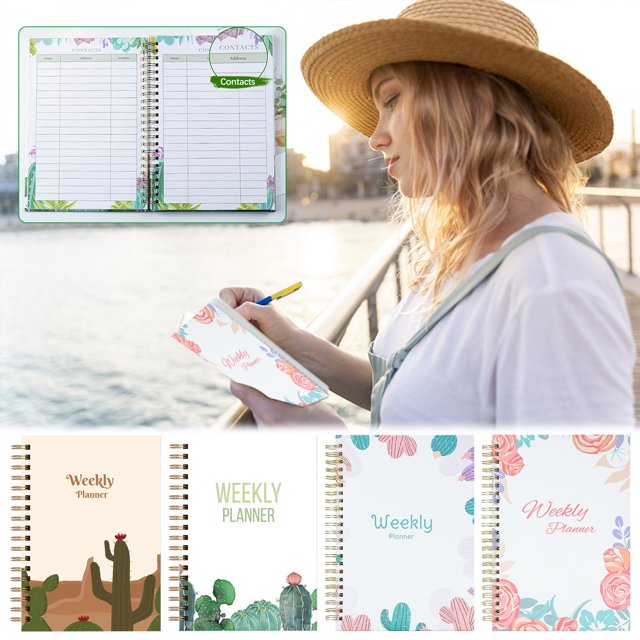 Vaidha Weekly Schedule Book Hard Case Notebook A5 Coil Book Elastic Notebook