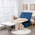 thumbnail image 2 of Costway Ottomane-Lit Pliable avec Matelas Lit d'Appoint Convertible Bleu, 2 of 10