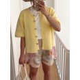 thumbnail image 4 of FOCUSNORM Cardigan Tricoté pour Femmes Automne Manches Mi-Longues Col Rond Couleur Unie Boutonné Tricoté, 4 of 8