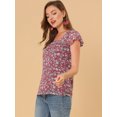 thumbnail image 4 of INSPIRE CHIC Women's Chiffon Square Neckline Ruffle Sleeve Floral Top, 4 of 6