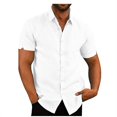 thumbnail image 1 of MesaSe Chemises d'Été en Lin pour Homme à Manches Courtes Unies Décontractées Amples Robe Hauts Doux T-Shirt Bleu m, 1 of 7