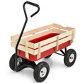 thumbnail image 1 of Gymax Outdoor Wagon Pulling Children Kid Garden Cart w/ Wood Railing Red 330lbs, 1 of 10
