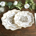 thumbnail image 1 of CUITING 25 Pack White Pink Paper Dessert Plates in Damask Floral Pattern  8” Round Disposable Salad Appetizer Plates with Scalloped Rims - 300 GSM, 1 of 11