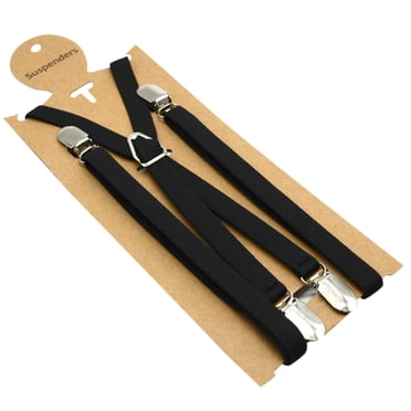 Bmisegm Durable Heavy Duty Suspenders Adjustable Fixing Clips Stylish Elastic Braces for Men and Women Big and Tall X-Back Design Comfortable Support Fixing Clip Black