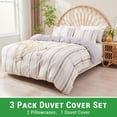 thumbnail image 2 of Gogreen Queen Duvet Cover Floral, Soft & Breathable Microfiber 3 Pieces Queen Bedding Sets, Pattern Queen Comfy Duvet Cover, with Zipper Closure (Gray Stripe, Queen), 2 of 8
