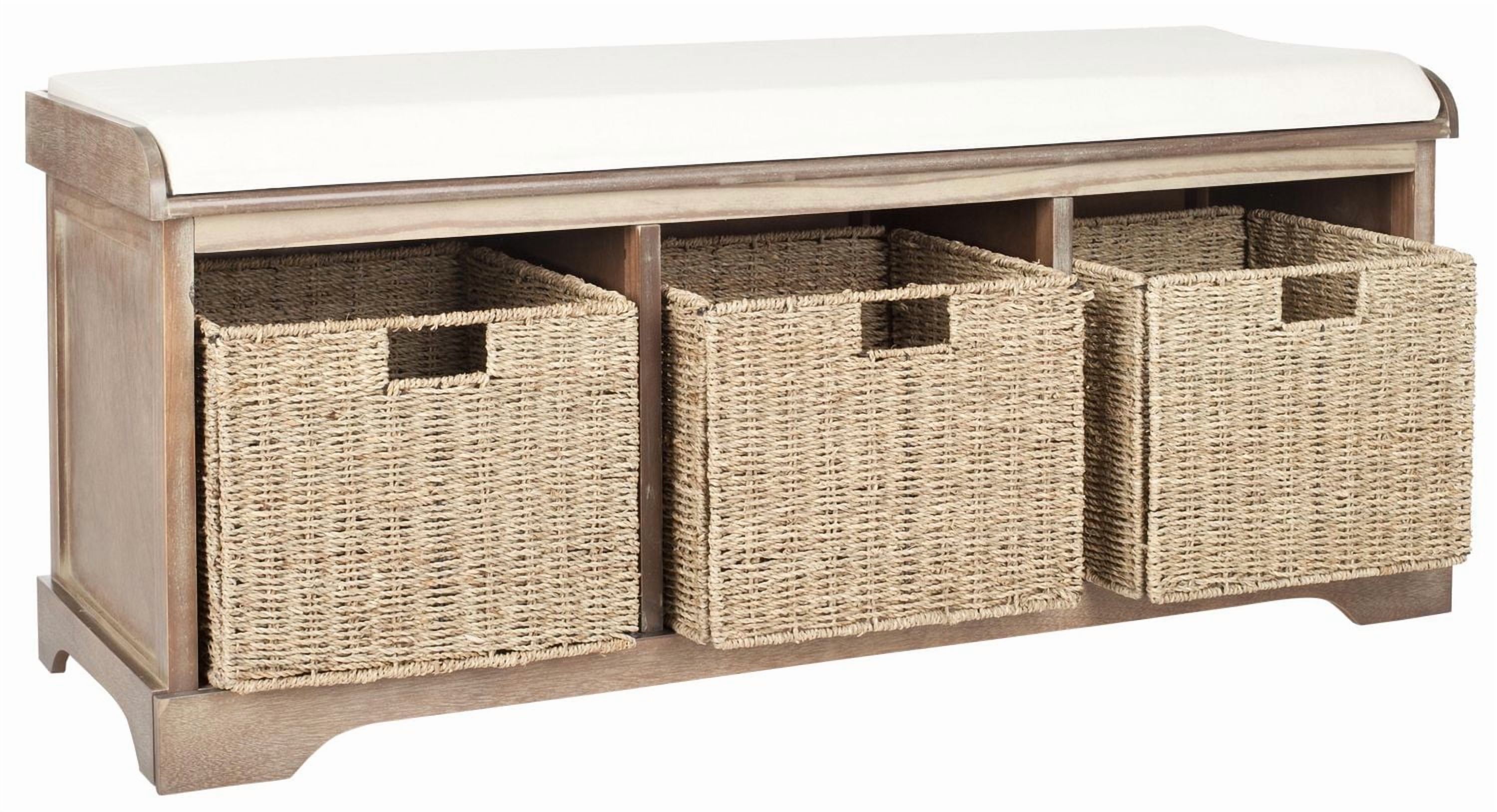 Safavieh Lonan 3 Wicker Basket Storage Bench with Cushion Top